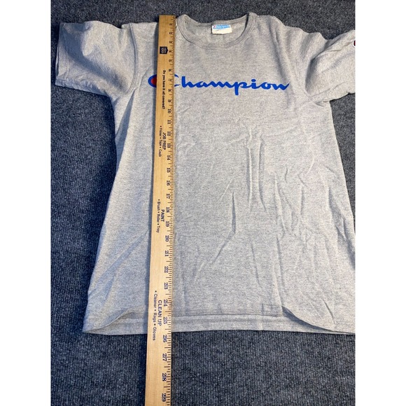 Champion Tee Shirt Mens Small Gray Solid Blended Regular Fit Crew Neck Pony Logo - Picture 6 of 7